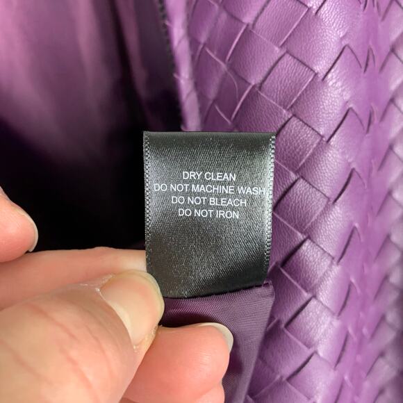 Colleen Lopez Womens 2XL Purple Faux Leather Knit Sides Zip Up Jacket - Picture 13 of 13